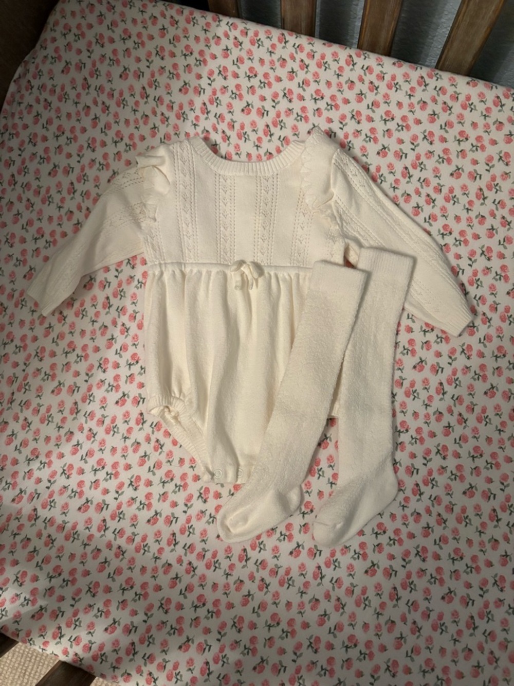 NWOT Nordstrom Cream Knit Baby One-Piece with Tights